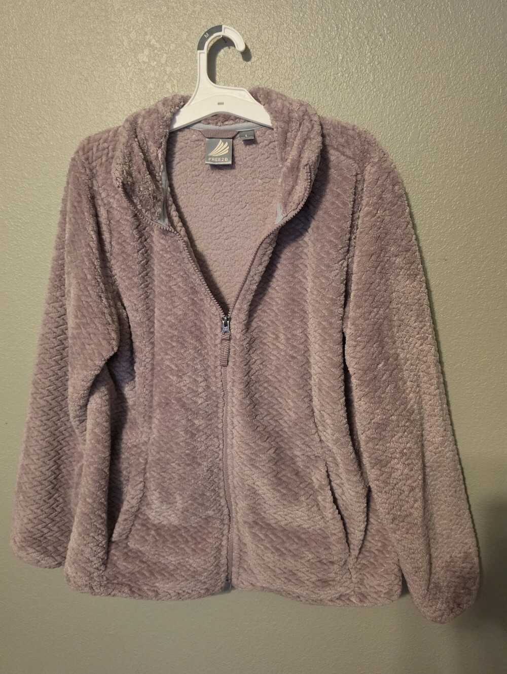 Free2b- Mauve Hooded Plush Zip Jacket -